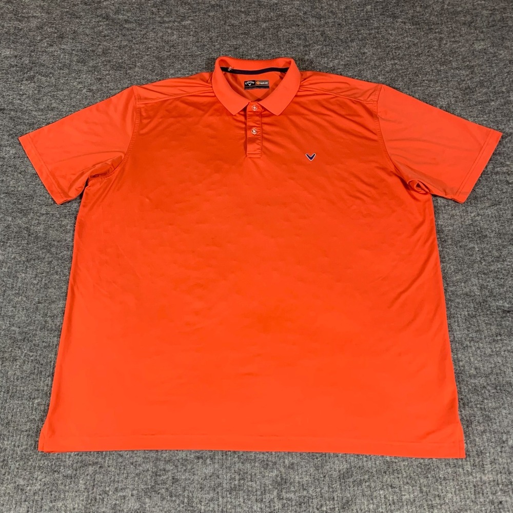Callaway Polo Shirt Mens 2XL Orange Opti Dri Short Sleeve Golf Performance Light